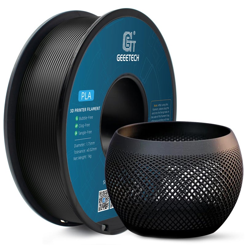 Geeetech PLA Filament 1.75mm Black, 1kg (2.2lbs) Spool, Neatly Wound 3D Printer Filament, Tangle-Free, Dimensional Accuracy +/- 0.02mm, Fits Most FDM 3D Printers - Image 1